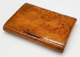 Antique C.  1900 Carved Russian Karelian Burl Wood Hinged Cigarette Case