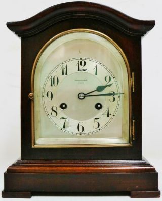 Antique German 8 Day Sweeping Top Mantel Clock Junghans Striking Bracket Clock