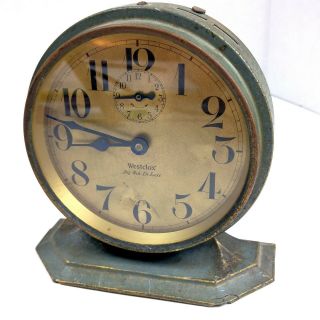 Vintage Westclox Big Ben Deluxe Distressed Blue W/gold Face Circa 1927 Patent