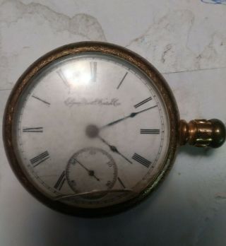 Elgin National Watch Co Pocket Watch Open Face Parts Only Gold Color Vintage
