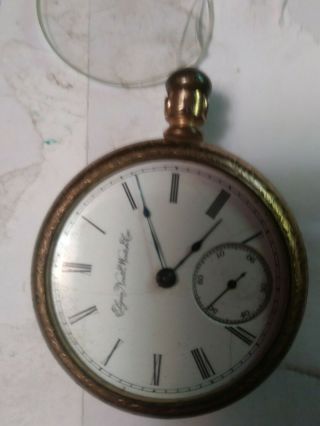 elgin national watch co pocket watch open face parts only gold color vintage 2