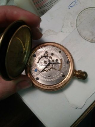 elgin national watch co pocket watch open face parts only gold color vintage 7