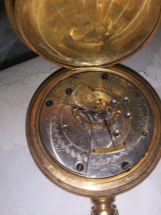 elgin national watch co pocket watch open face parts only gold color vintage 8