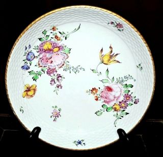 18th C.  Old Paris Soft Paste Porcelain Bowl Dish Meissen Flowers Marked