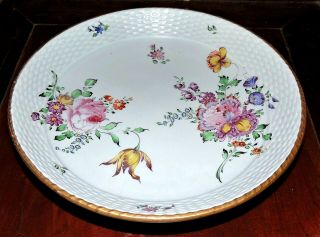 18th C.  Old Paris Soft Paste Porcelain Bowl Dish Meissen Flowers Marked 2