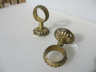 Vintage Brass Hand Rail Brackets Pole Holders Curtain French Beading Old Pair 4