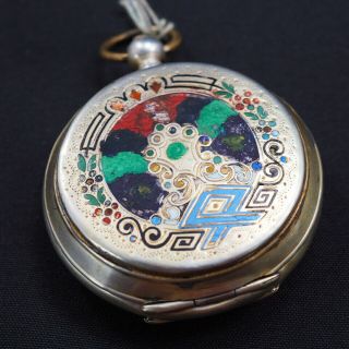 Antique Argent Dore Pocket Watch 800 Silver Swiss Gold from JP 4