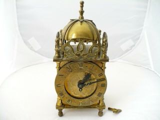 Vintage Smiths Lantern Clock Mechanical 8 Days Movement In Brass Case