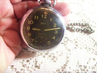 Vintage Rex Radium Pocket Watch With Chain