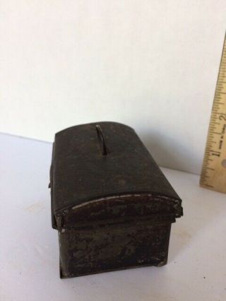 1800 ' s Miniature Painted Tin Toleware Dome Document Box1 3/4 