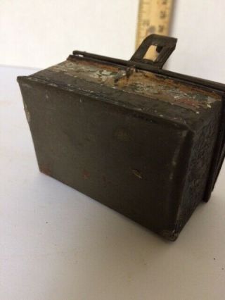 1800 ' s Miniature Painted Tin Toleware Dome Document Box1 3/4 