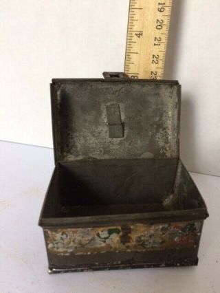 1800 ' s Miniature Painted Tin Toleware Dome Document Box1 3/4 
