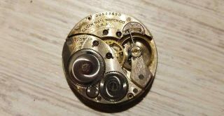 antique pocket watch movement - Elgin - 12s,  17 jewels,  runs 2
