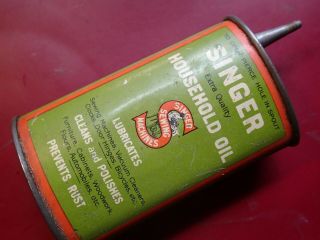 Antique Vintage Singer Sewing Machine Oiler Oil Lubricant Tin Can Advertising