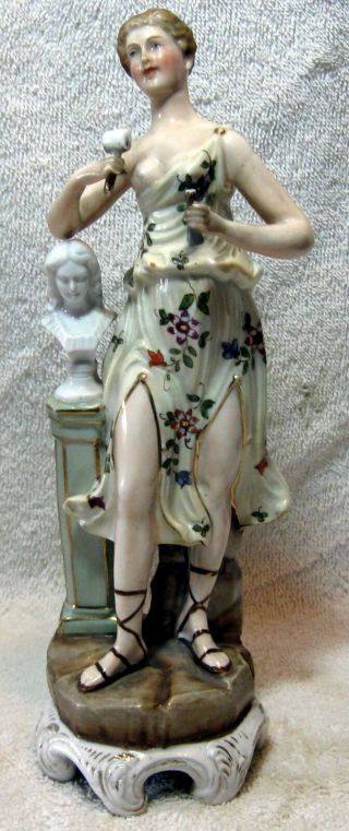 A Large Antique Dresden Porcelain Figurine Representing The Arts