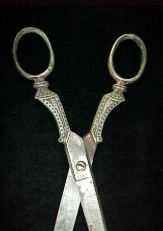 Antique 9” Etched Handles Sewing Scissors