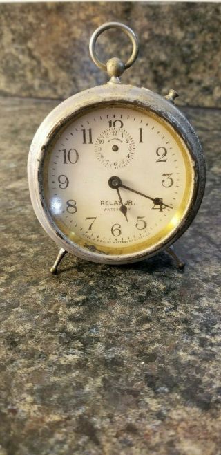 Antique Waterbury Relay Jr.  Peg Leg Desk Alarm Clock