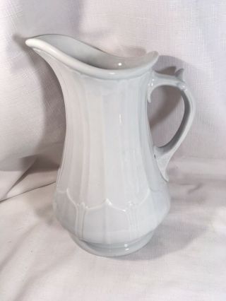 W Adams Antique White Ironstone Paneled Columbia Pitcher Imperial French Water