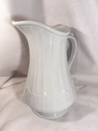 W Adams Antique White Ironstone Paneled Columbia Pitcher Imperial French Water 2