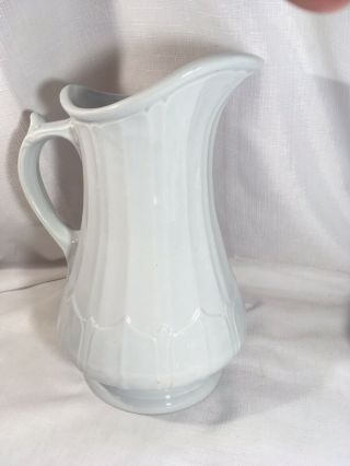 W Adams Antique White Ironstone Paneled Columbia Pitcher Imperial French Water 3