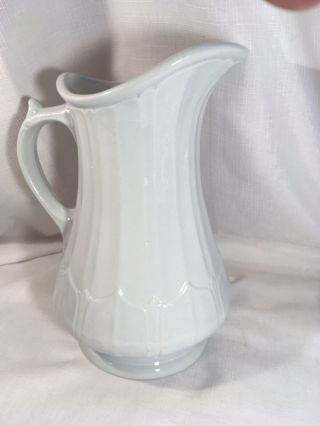 W Adams Antique White Ironstone Paneled Columbia Pitcher Imperial French Water 5