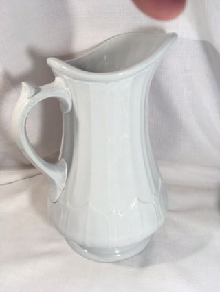 W Adams Antique White Ironstone Paneled Columbia Pitcher Imperial French Water 6