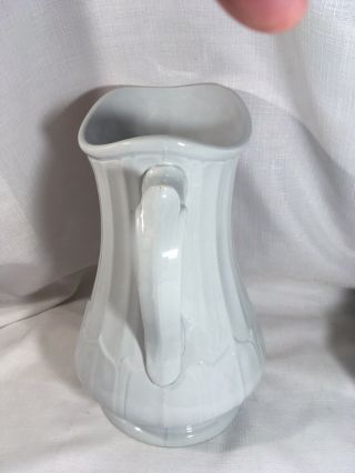 W Adams Antique White Ironstone Paneled Columbia Pitcher Imperial French Water 7