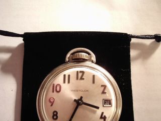 Vintage 16S Pocket Watch Indian Motorcycle Theme Case & Date Dial Runs Well. 6