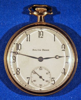 Antique 1919 South Bend 411 Open Face Pocket Watch 17 Jewel Movement