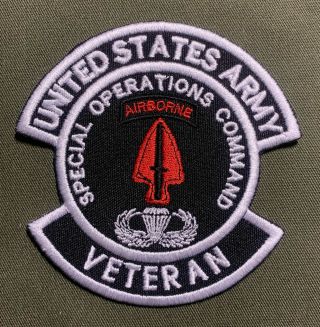 Us Army Color Special Operations Command Airborne Veteran Patch Sew (b307)