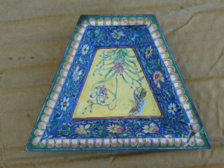 Small Antique Chinese Cloisonne Hand Painted Floral Butterfly Plate