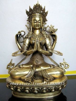 Tibetan Bronze Four - Armed Guanyin Buddha Statue