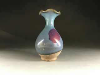 Rare Chinese Porcelain Jun Kiln Red&blue Glaze Vase 1271 - 1638 Yuan Dynasty