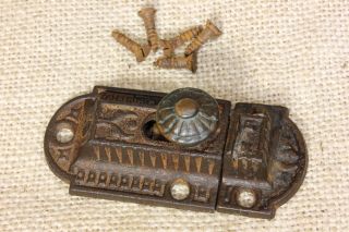 Cabinet Catch Cupboard Latch Cast Brass Knob Old Rustic Iron Vintage 3 X 1 3/8 "