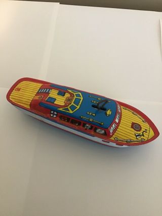 Vintage J.  Chein Wind - Up Tin Toy 1 Speed Boat Made Usa,