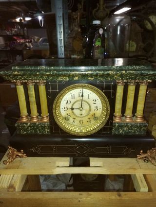 Antique Seth Thomas Adamantine 8 Day Time & Strike Clock
