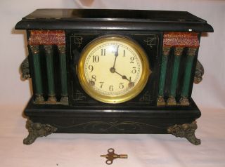 Antique Sessions Shelf / Mantle Wood Clock - Needs & Repair - Good Springs