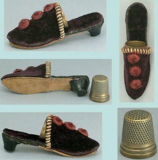 Antique Velvet Shoe Thimble Holder English Circa 1880