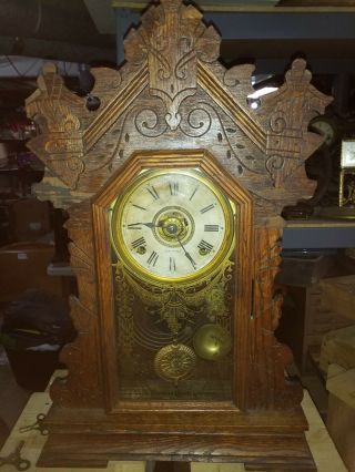 Antique Seth Thomas City Series Oxford Kitchen Clock 8 Day Time & Strike & Alarm