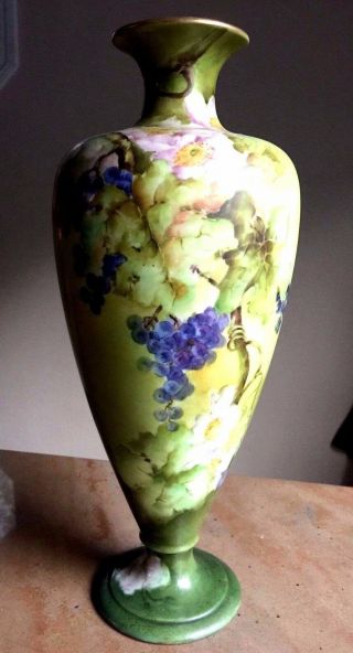 Antique Handpainted American Belleek Porcelain Vase 13.  5 "