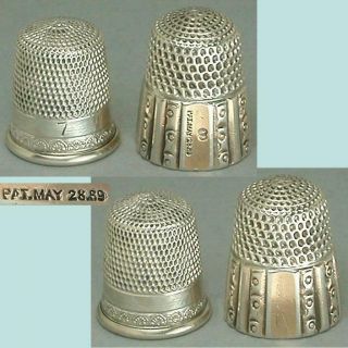 2 Antique Sterling Silver Thimbles By Simons Bros.  Circa 1890 - 1900