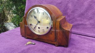 Vintage Antique German Art Deco Westminster Chime Mantel Clock c1930 2