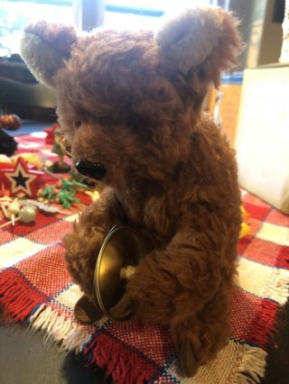 Vintage German Wind Up Cymbal Clapping Plush Bear So Cute