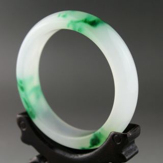 59 Mm,  Exquisite China Green White Jade Hand - Carved Jade Bangle Bracelet 0214