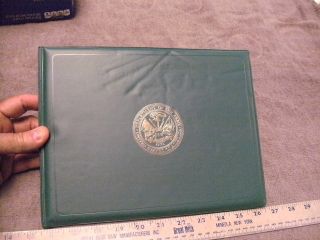 Us Army Green Vinyl Medal / Award Certificate Folder,  Empty Folder