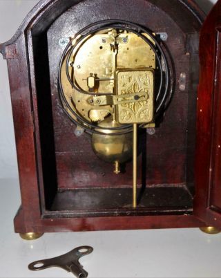 GUSTAV BECKER ANTIQUE MAHOGANY CASED BRACKET CLOCK,  PEDULUM,  KEY,  COLLECTIBLE,  c1900 6