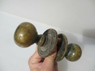 Early Victorian Brass Door Knobs Handles Plates Antique Georgian Vintage Old