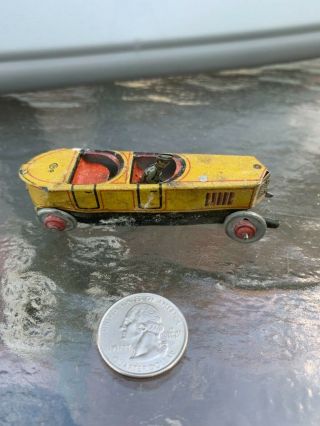 Antique Tin Penny Toy Race Car With Driver - Made In Germany