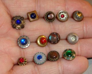 Antique Brass Buttons With Glass Centers Tiny Size Waistcoat And More