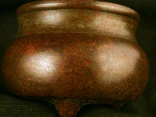 Chinese Ming Dy Bronze 3Feet Little Incense Burner Caa003 5